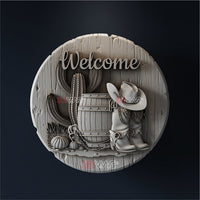 Thumbnail for WESTERN WELCOME SIGN 3d stl - 3DWave.us