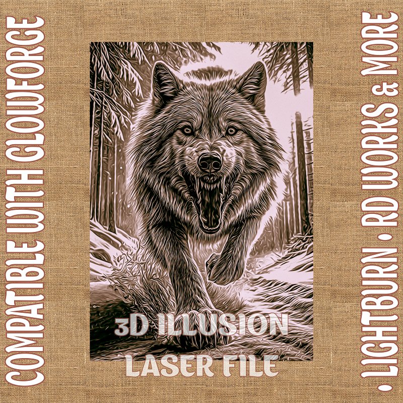 WOLF 3d illusion & laser - ready files - 3DWave.us