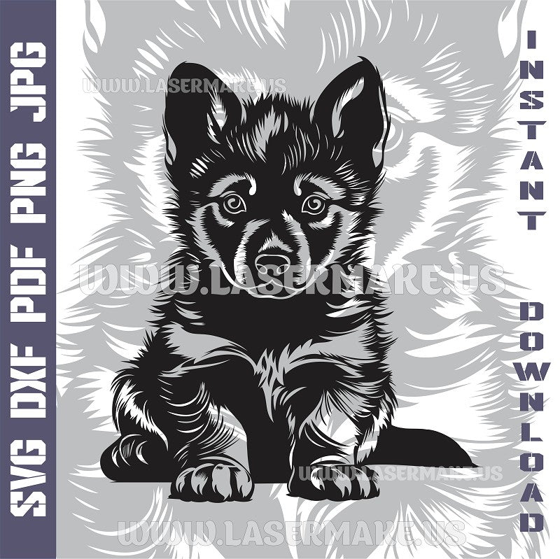 Wolf Puppy SVG laser ready files - 3DWave.us