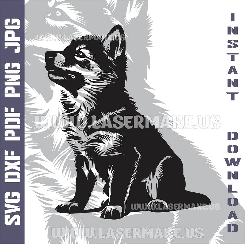 Wolf Puppy SVG laser ready files - 3DWave.us