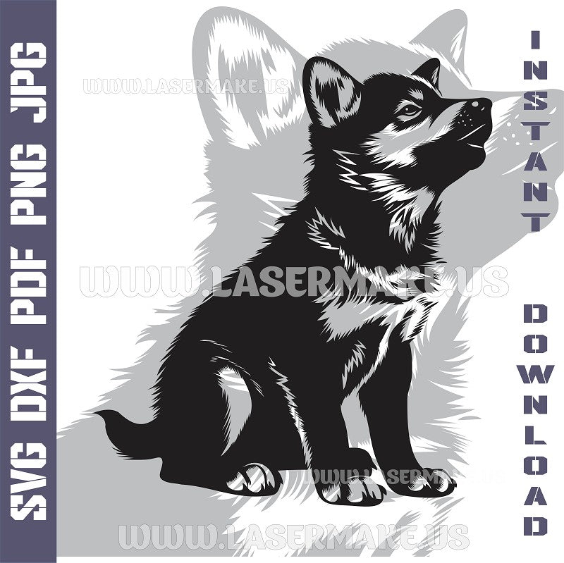 Wolf Puppy SVG laser ready files - 3DWave.us