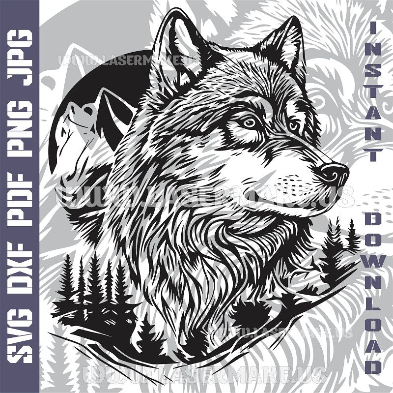 Wolf SVG laser ready files - 3DWave.us