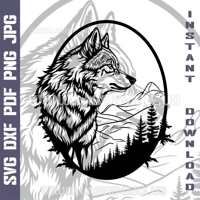 Wolf SVG laser ready files - 3DWave.us