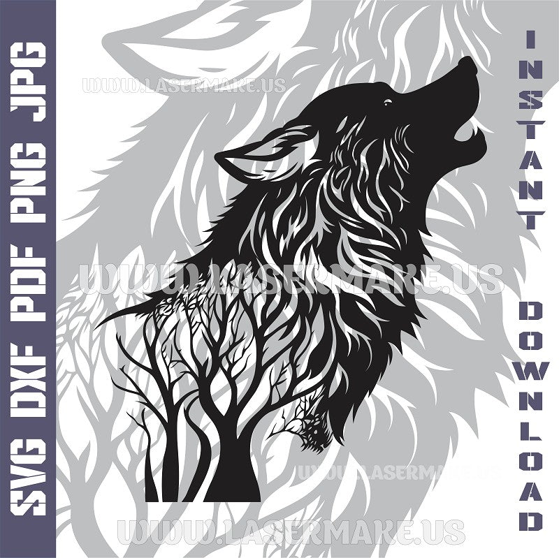 Wolf SVG laser ready files - 3DWave.us