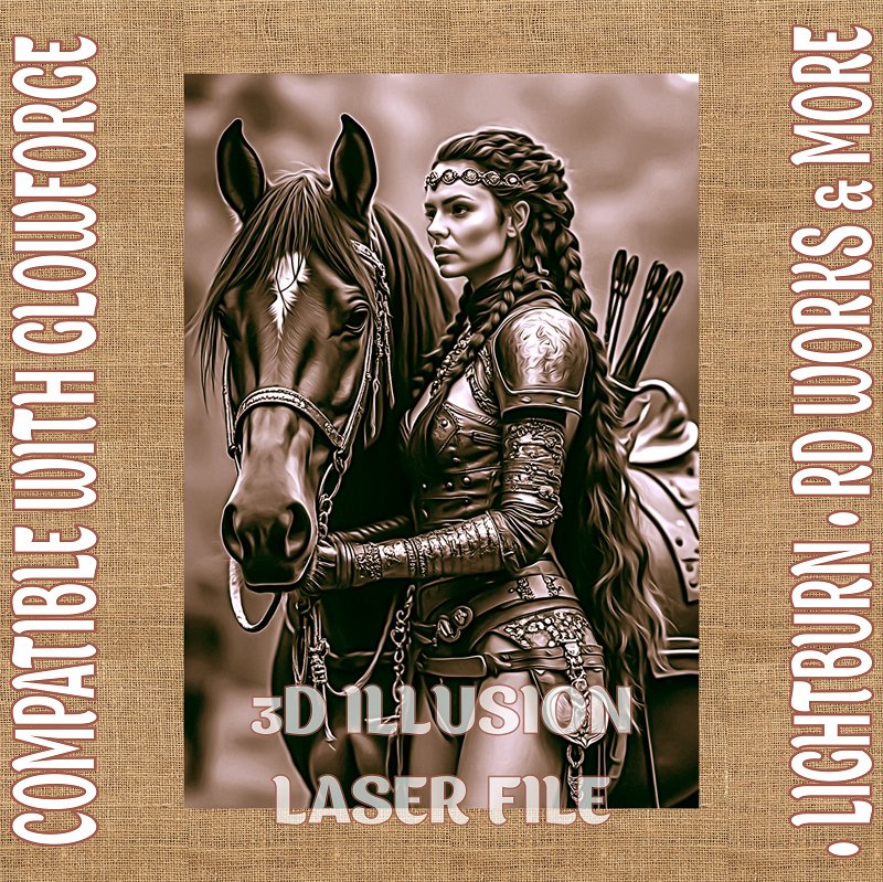 WOMAN WARRIOR 3d illusion & laser - ready files - 3DWave.us