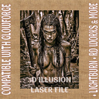 Thumbnail for WOMAN WARRIOR 3d illusion & laser - ready files - 3DWave.us