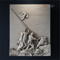Thumbnail for Iwo Jima Flag Raising - 3D Model for CNC | WWII Memorial Wood Carving STL File - 3DWave.us