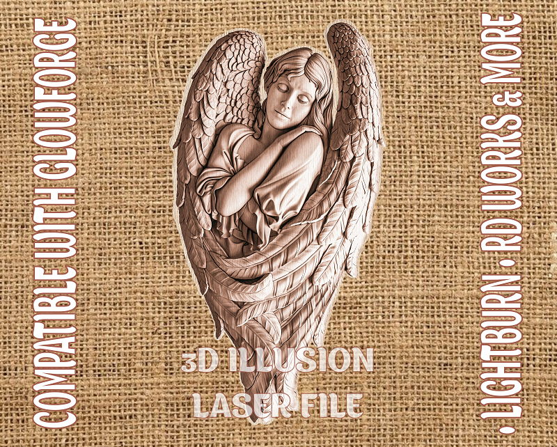 Angel 3d illusion & laser-ready file 3DWave.us