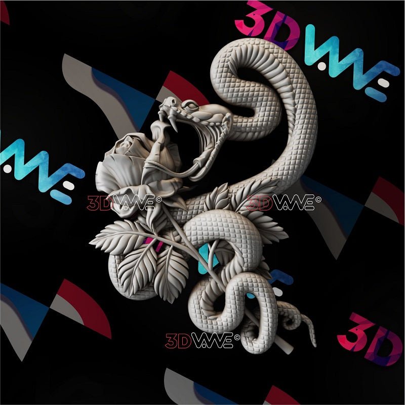 A ROSE AND A SNAKE 3d stl 3DWave.us