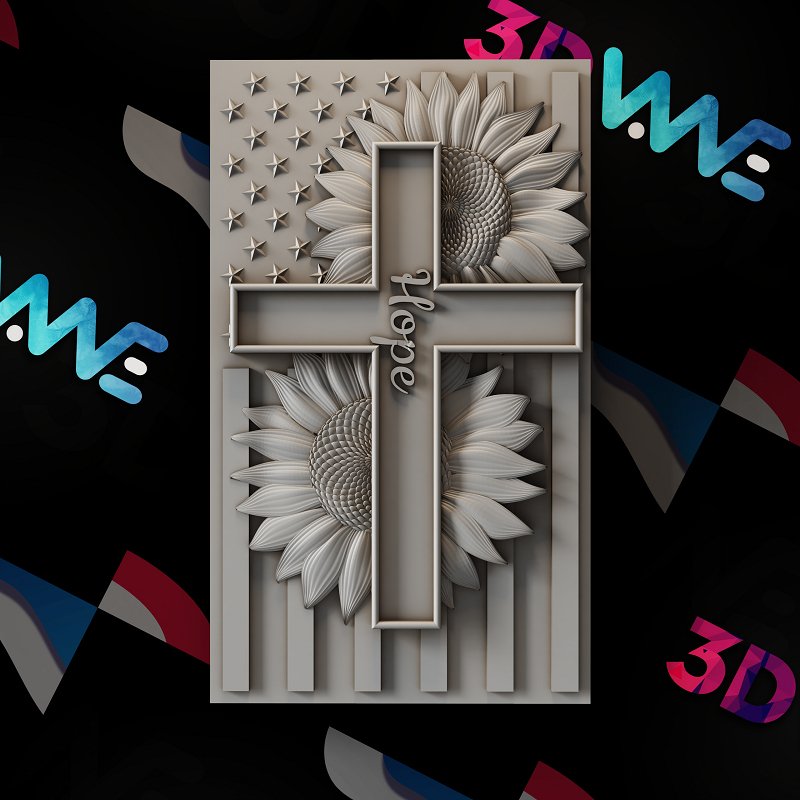 American Cross 3d stl - 3DWave.us