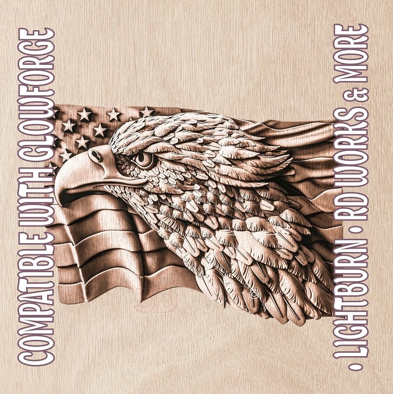 AMERICAN EAGLE 3d illusion & laser - ready file 3DWave.us