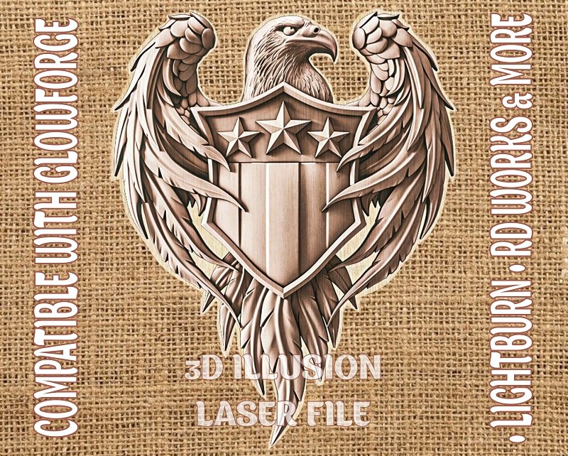 AMERICAN EAGLE 3d illusion & laser-ready files 3DWave.us