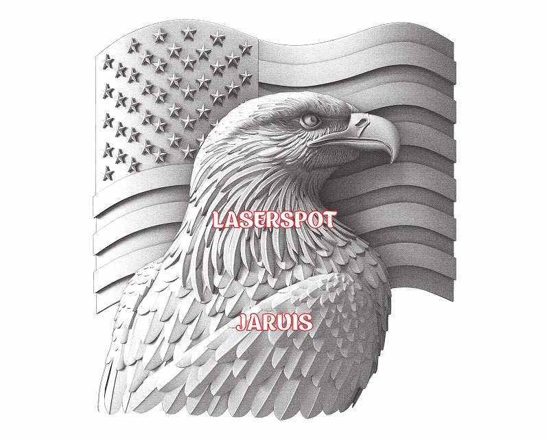American eagle 3d illusion & laser-ready files - 3DWave.us