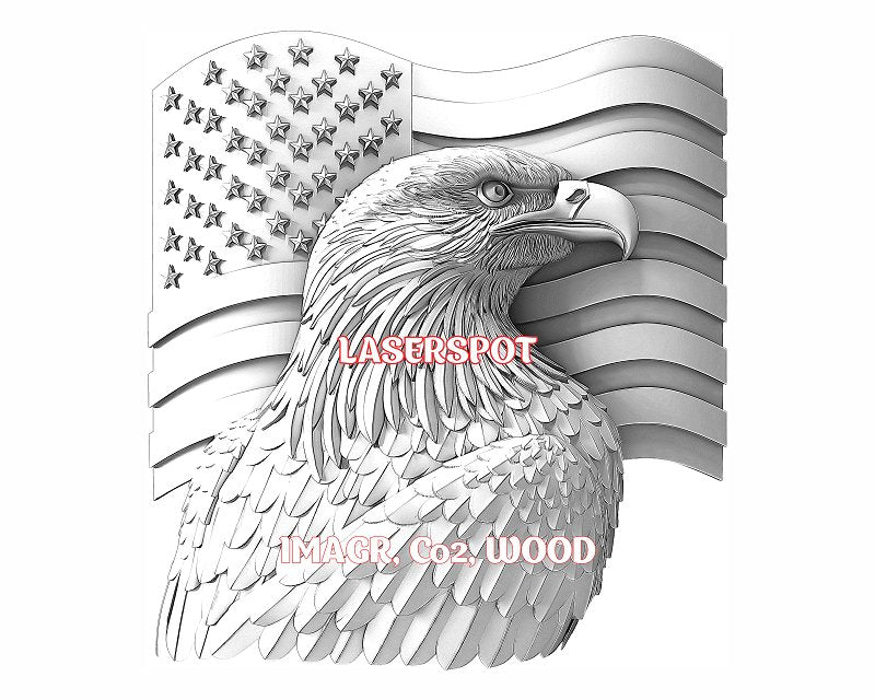 American eagle 3d illusion & laser-ready files - 3DWave.us