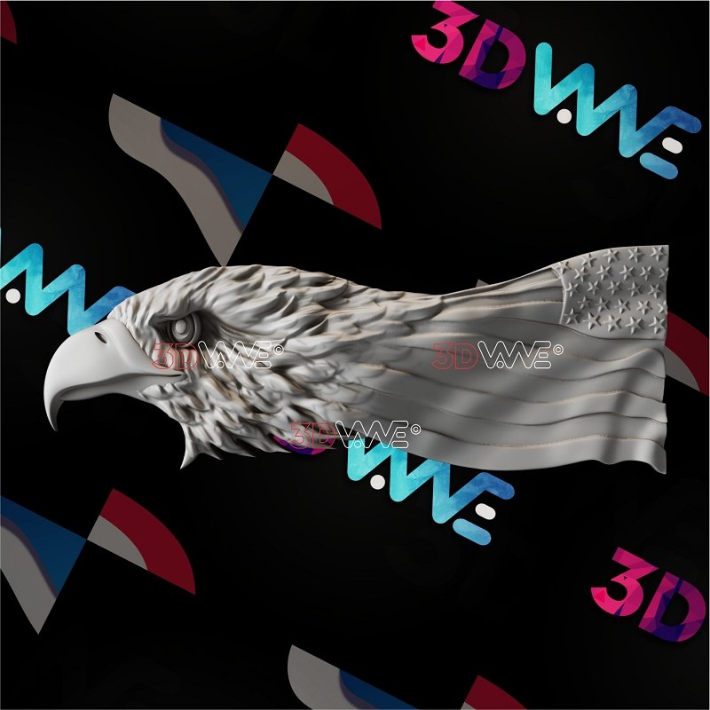 AMERICAN EAGLE & AMERICAN FLAG 3d stl 3DWave.us