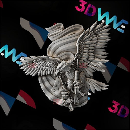 AMERICAN EAGLE WITH GUNS 3d stl 3DWave.us