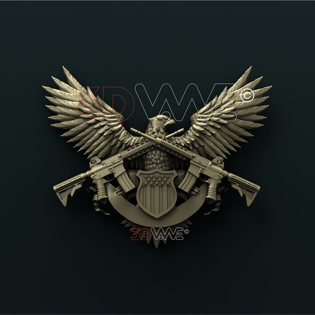 AMERICAN EAGLE WITH GUNS 3DWave