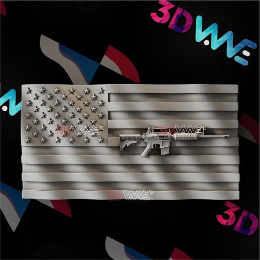 AMERICAN FLAG WITH A GUN 3d stl 3DWave.us