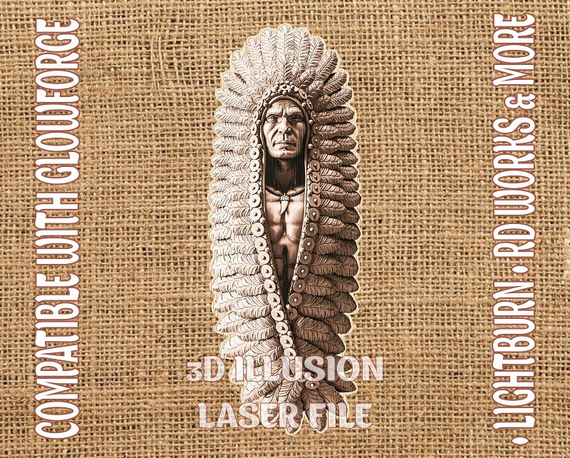 American native 3d illusion & laser-ready files - 3DWave.us