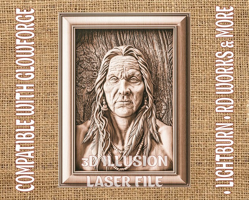 American native 3d illusion & laser-ready files - 3DWave.us