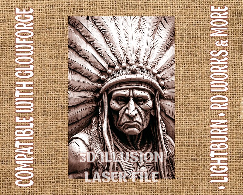 American native 3d illusion & laser-ready files - 3DWave.us