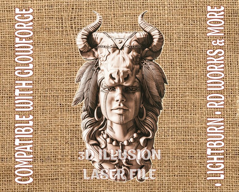 American native 3d illusion & laser-ready files - 3DWave.us