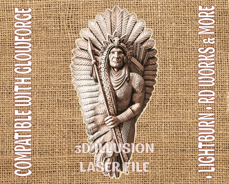 American native 3d illusion & laser-ready files - 3DWave.us