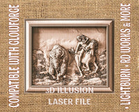 Thumbnail for American native and buffalo 3d illusion & laser-ready files - 3DWave.us