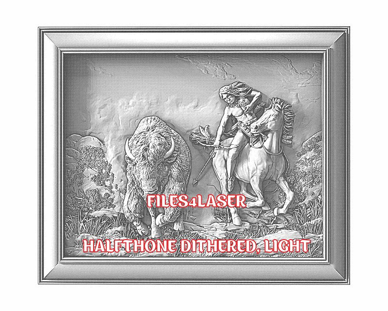 American native and buffalo 3d illusion & laser-ready files - 3DWave.us