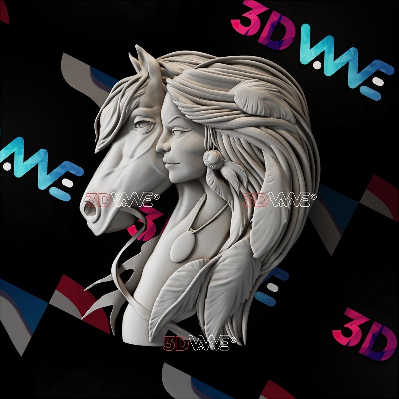 AMERICAN NATIVE AND HORSE 3d stl 3DWave