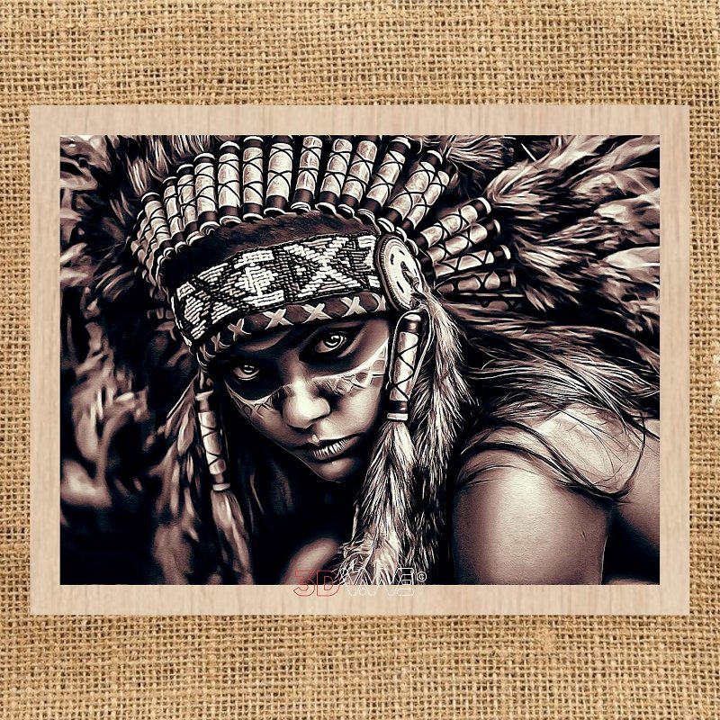 AMERICAN NATIVE GIRL laser-ready file 3DWave