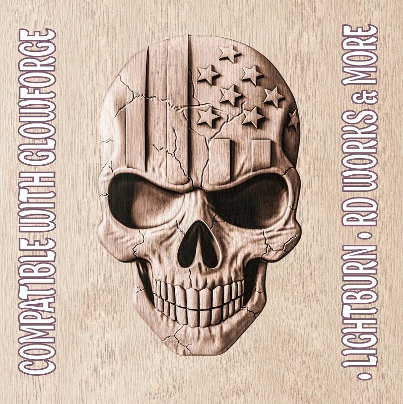 AMERICAN SKULL 3d illusion & laser - ready file 3DWave.us