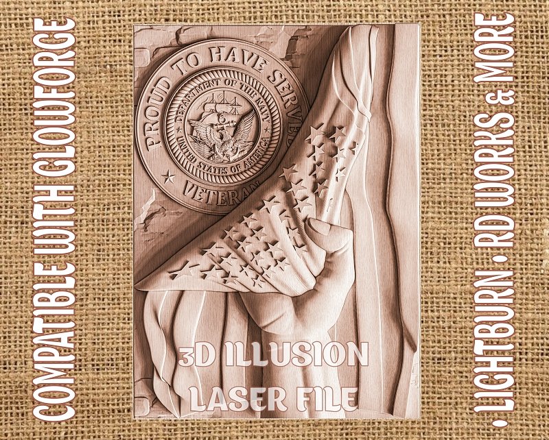 American veteran 3d illusion & laser-ready file 3DWave.us