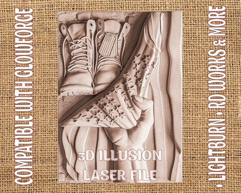 AMERICAN VETERAN 3d illusion & laser-ready file 3DWave.us