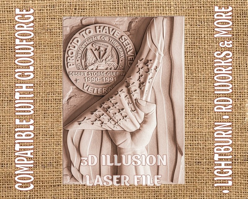 AMERICAN VETERAN 3d illusion & laser-ready files 3DWave.us