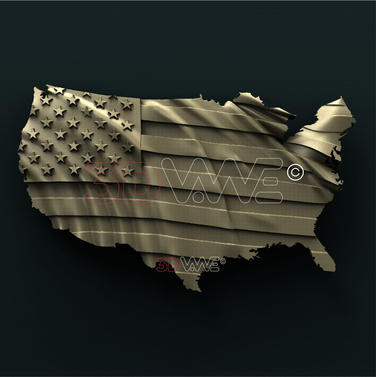 AMERICAN WAVING FLAG 3D STL 3DWave