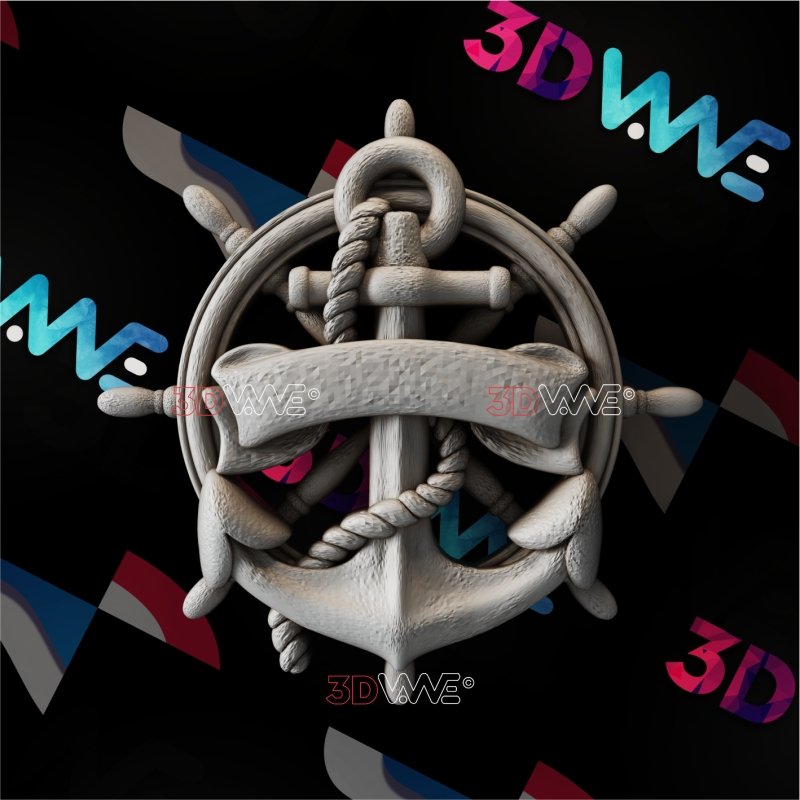 ANCHOR WITH WHEEL & ROPE 3d stl 3DWave.us