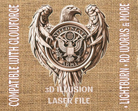 Thumbnail for Army eagle 3d illusion & laser-ready files - 3DWave.us