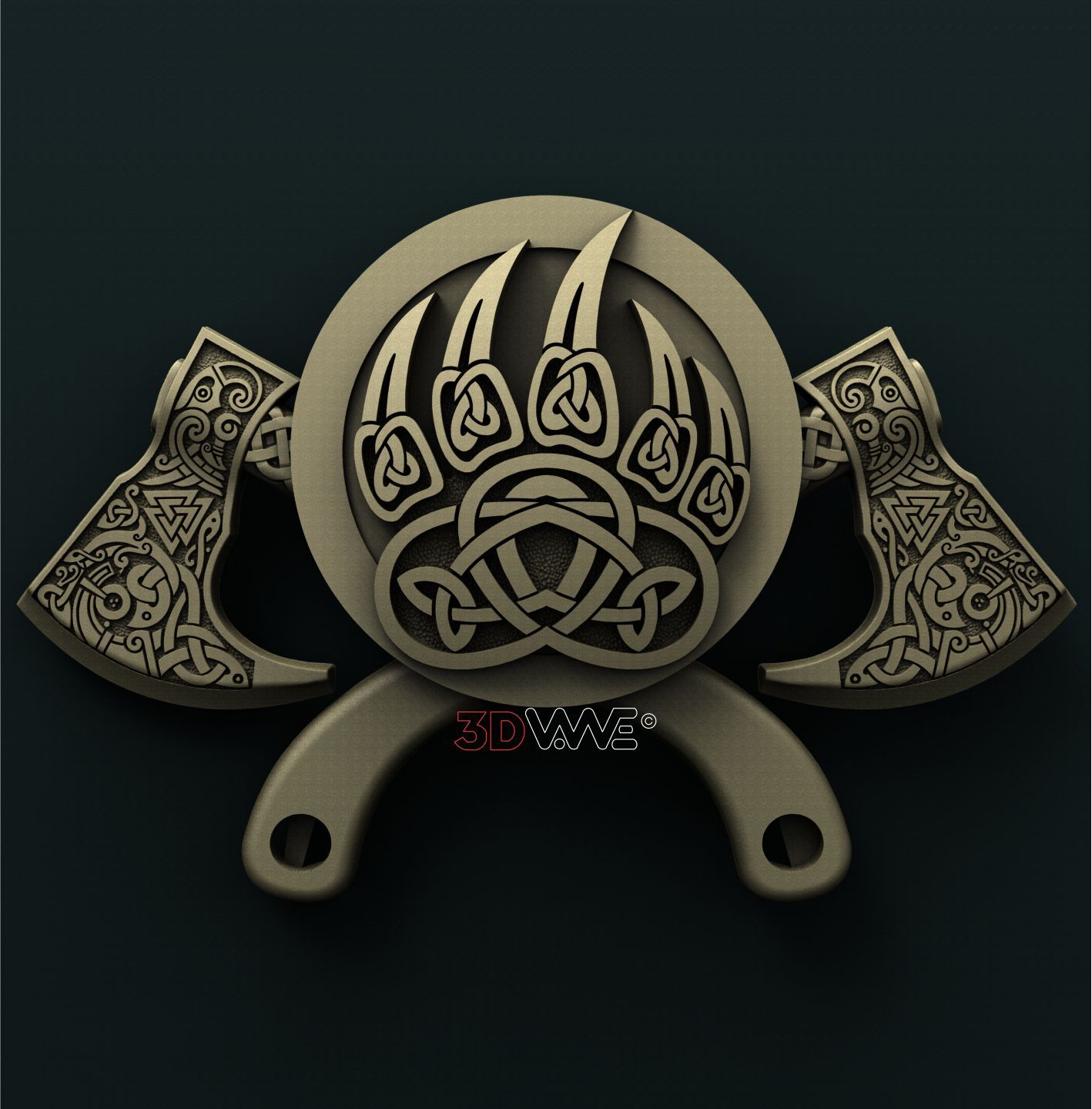 AXES AND BEAR PAW 3D STL 3DWave