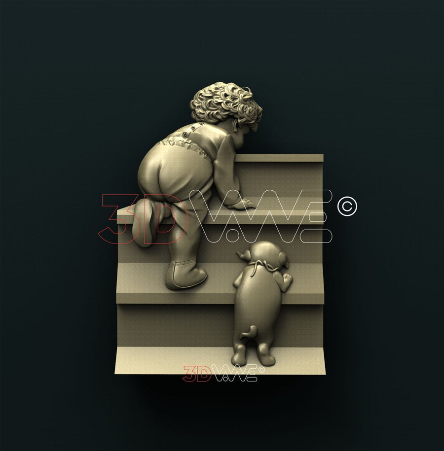 BABY AND PUPPY 3D STL 3DWave