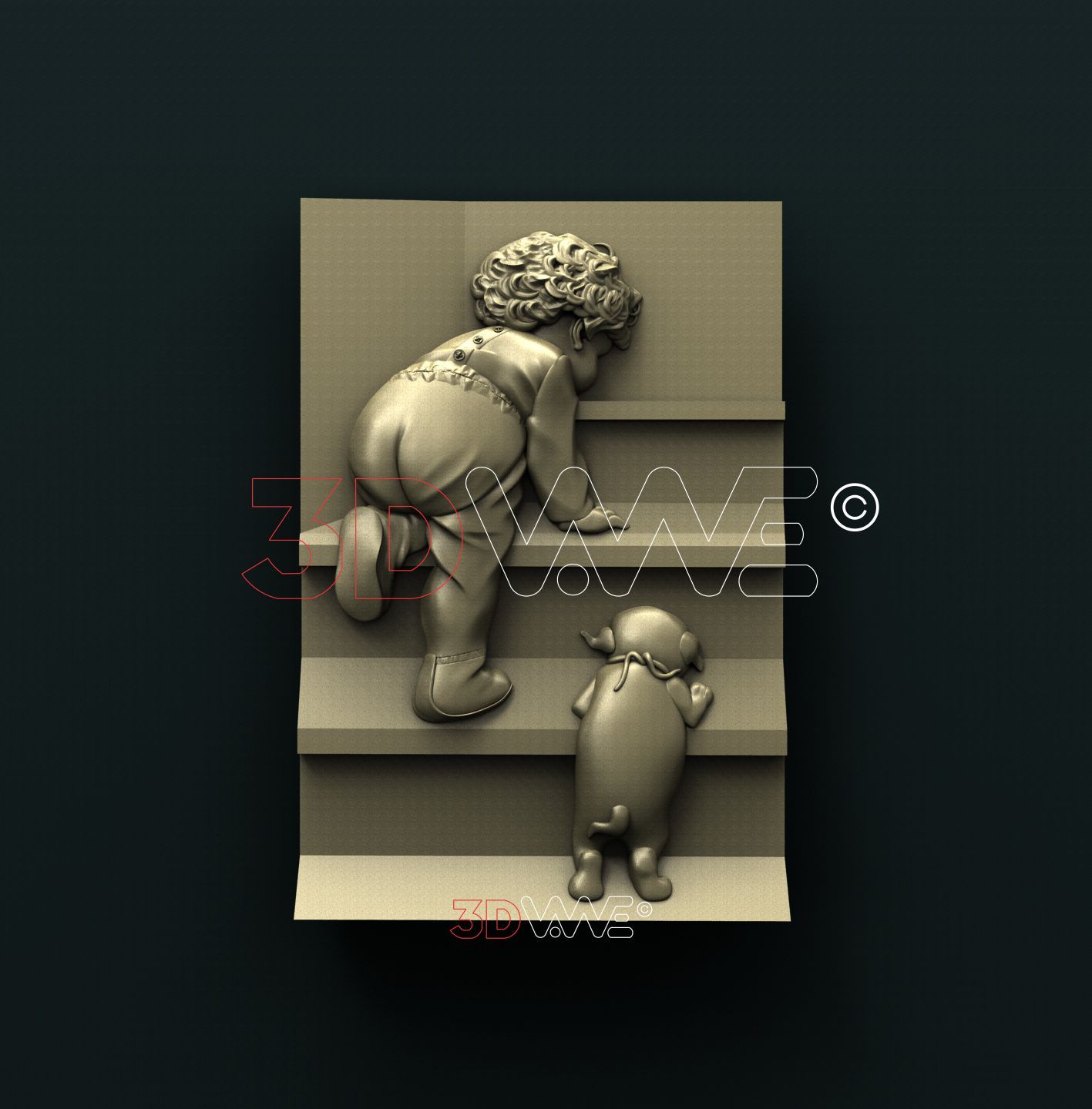 BABY AND PUPPY 3D STL 3DWave