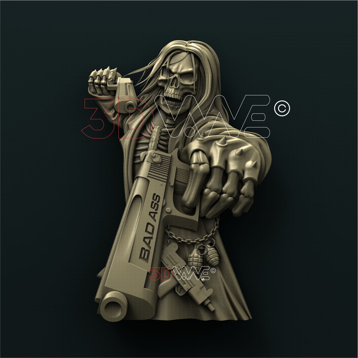 BAD ASS SKULL 3D STL 3DWave