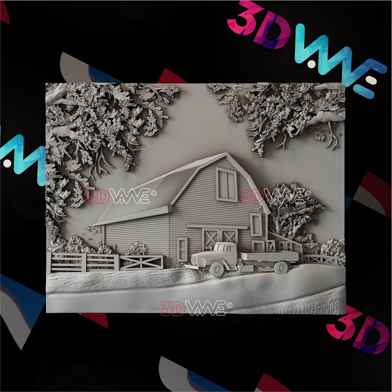 BARN AND OLD CAR 3d stl 3DWave.us