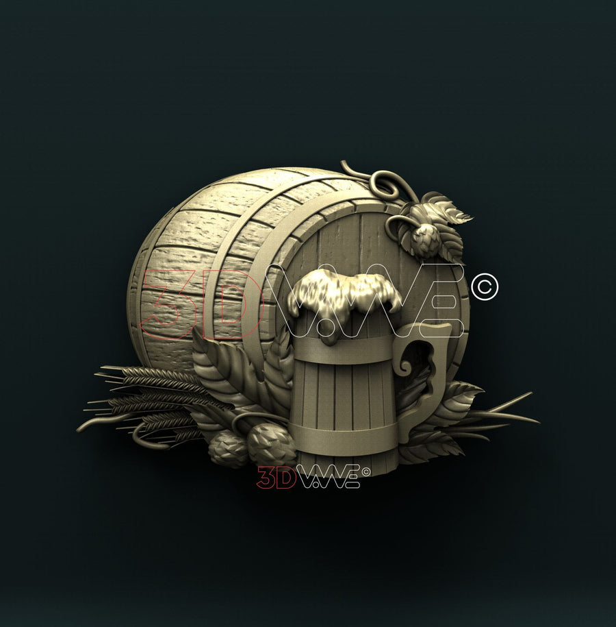 BARREL WITH BEER 3D STL 3DWave
