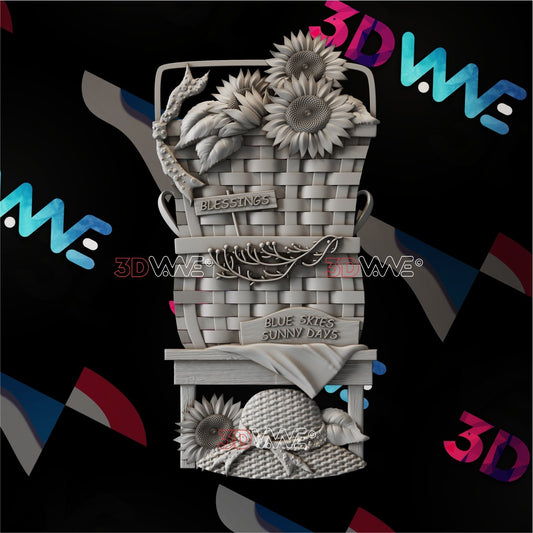 BASKETS & SUNFLOWER 3d stl 3DWave.us