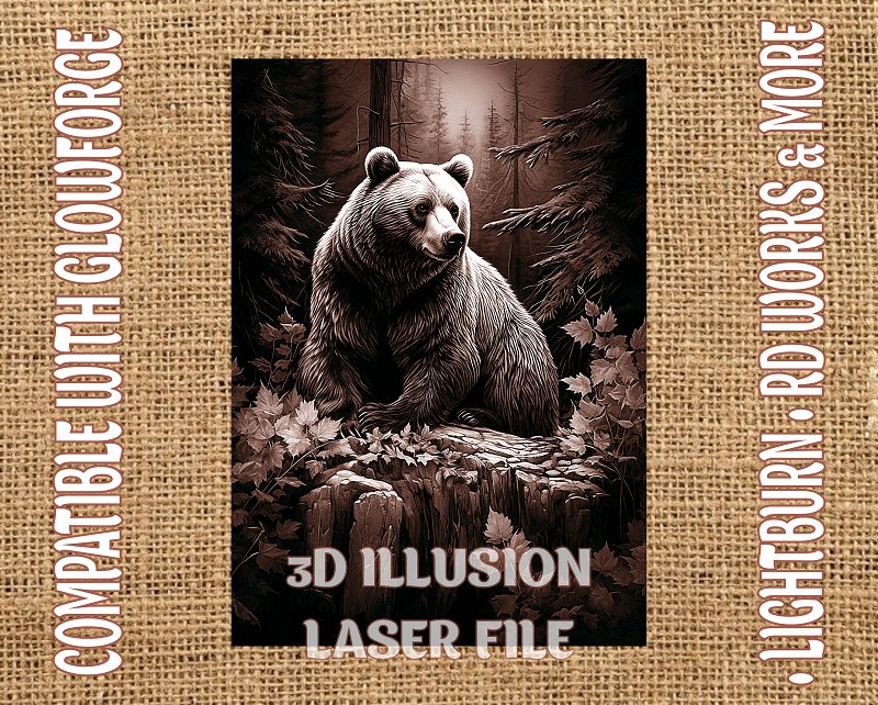 Bear 3d illusion and laser-ready files - 3DWave.us