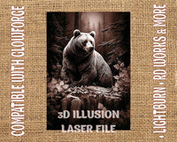 Thumbnail for Bear 3d illusion and laser-ready files - 3DWave.us
