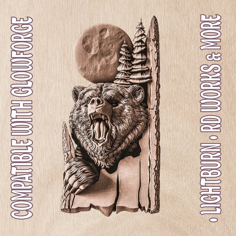 BEAR 3d illusion & laser-ready file 3DWave.us