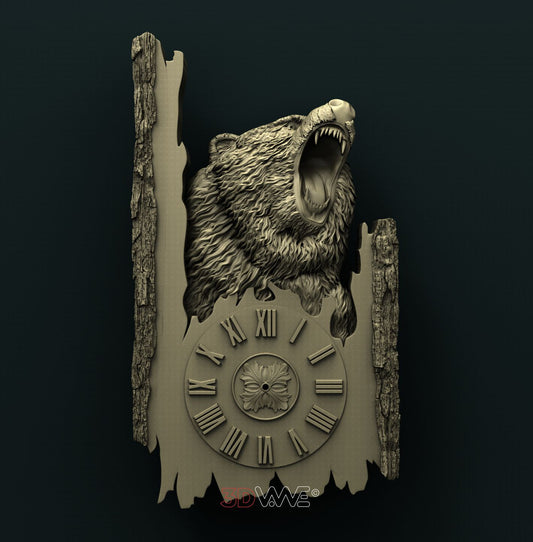 BEAR CLOCK 3D STL 3DWave