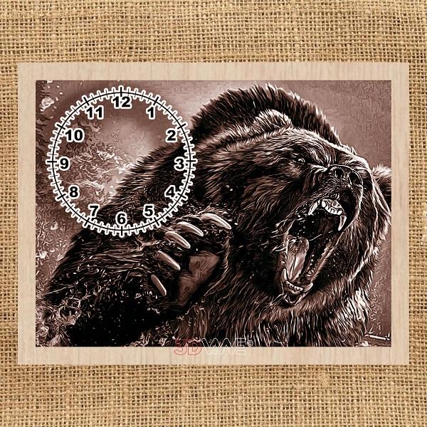 BEAR CLOCK pyroprinter & laser-ready file 3DWave.us